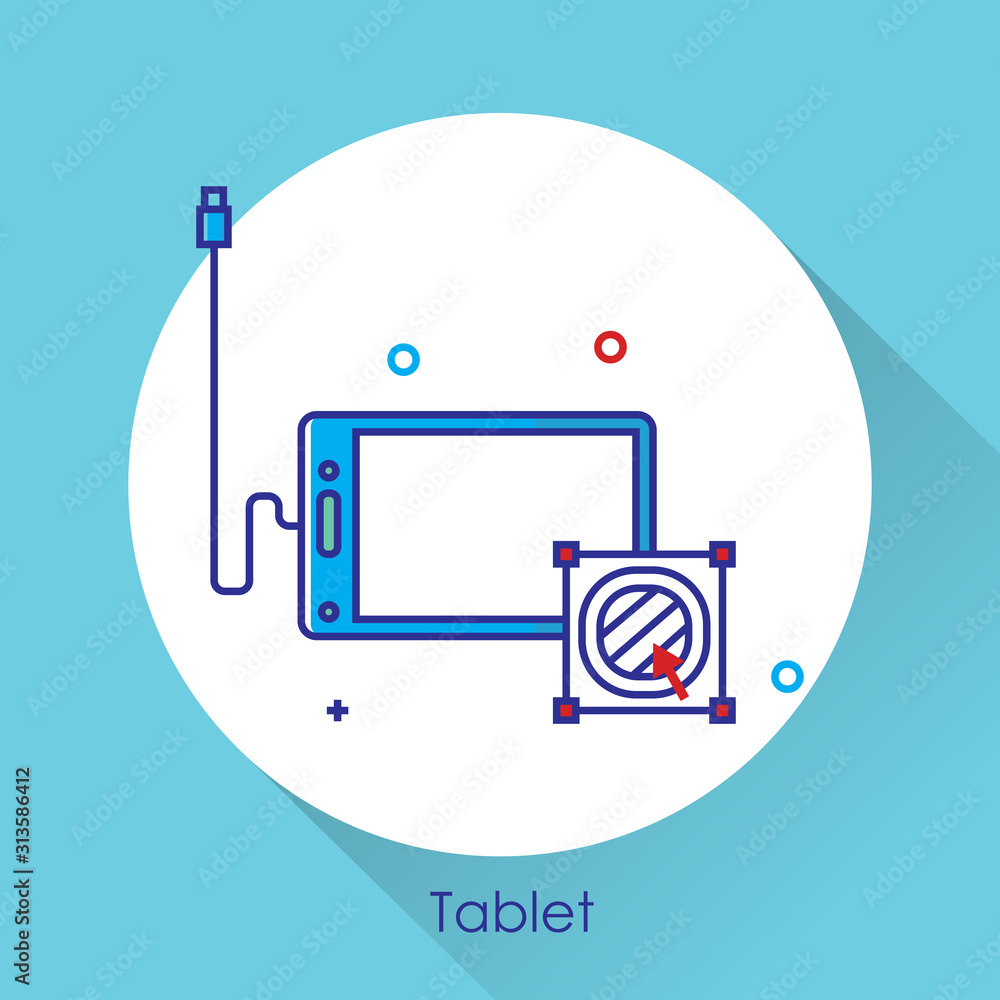 Aufkleber tablet computer with blank screen. using digital tablet pc similar to ipad, flat design concept.