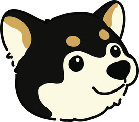Outlined black Shiba Inu head diagonal