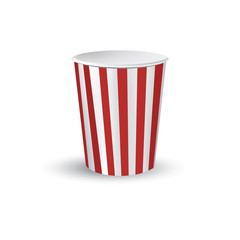 Empty cup of popcorn. Vector Popcorn bucket isolated on white background.