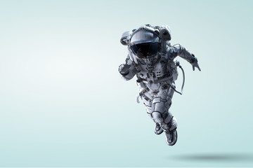 Spaceman running fast. Mixed media