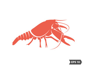Shrimp logo design Vector. Isolated shrimp on white background. Prawns. Vector illustration.