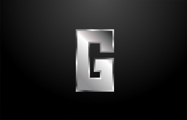 silver metal alphabet letter G logo icon design template