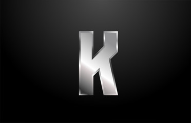 silver metal alphabet letter K logo icon design template