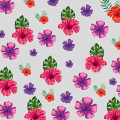 background of flowers with leafs