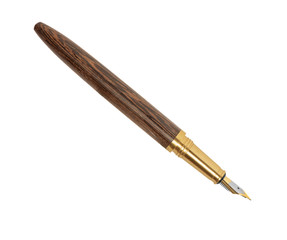 Old wooden fountain pen isolated on a white