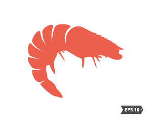 Shrimp logo design Vector. Isolated shrimp on white background. Prawns. Vector illustration.