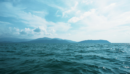 Calm Sea or Ocean And Blue Sky Background