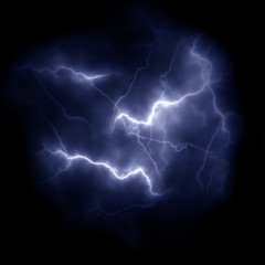 realistic lightning strike on black background