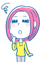 イラスト素材: 悩む女性
