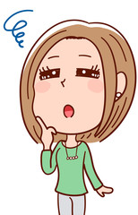 イラスト素材: 悩む女性