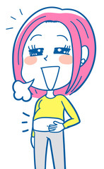 イラスト素材: 満腹になる若い女性