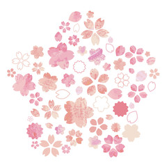 Fototapeta na wymiar 桜の花セット（花型）