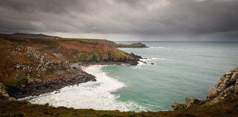 landscape showing view from Coastal path near Zennor, Cornwall