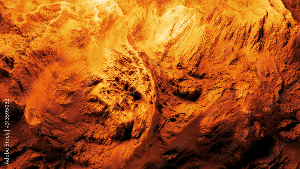 Aufkleber 3d render of detailed displaced surface. abstract planet surface. noise texture.