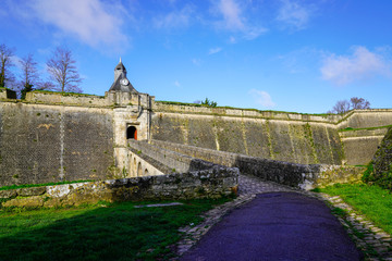 Fototapeta na wymiar ancient medieval bridge in Blaye citadel village France