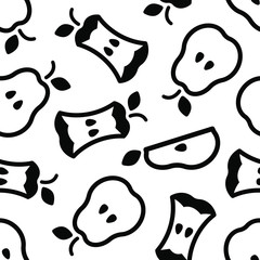 Vector seamless pattern with pear icons on white background; simple fruity design for fabric, wallpaper, wrapping paper, package, tablecloth, textile, web design.