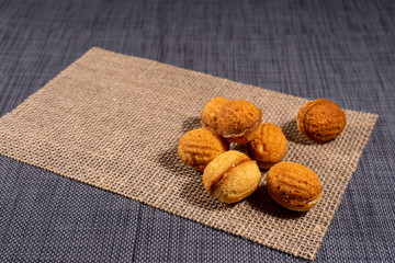 home biscuits on a burlap background