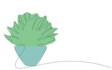 Green plant in pot indoor vector illustration