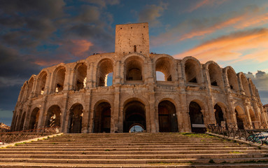 Nimes Arena during golden hours, south France