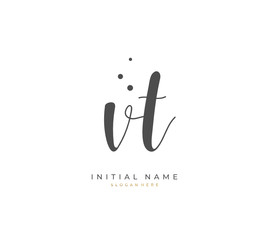 Handwritten initial letter I T IT for identity and logo. Vector logo template with handwriting and signature style.