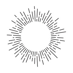 Sun rays circle frame with lines. Vintage sunburst. Vector illustration.