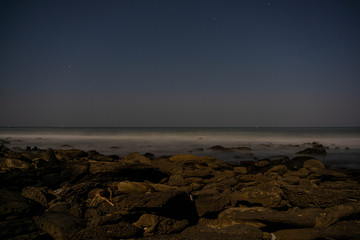 sea waves during a full moon in saint martin's island bangladesh