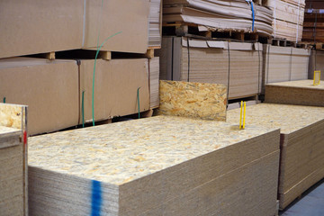 Stacks of osb plates for building