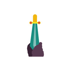 sword in rock fairytale object isolated icon