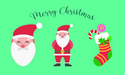 Santa Claus holiday vector image, postcard, holiday, sock, gifts, presents.