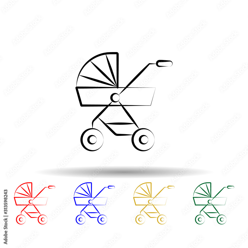 Aufkleber pushchair of baby multi color style icon. simple thin line, outline vector of maternity icons for ui