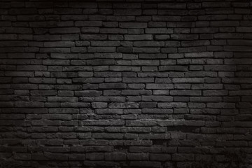 Black brick walls that are not plastered background and texture. The texture of the brick is black. Background of empty brick basement wall.