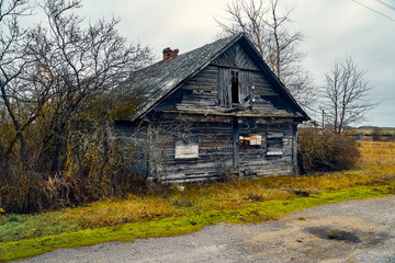A terrible mysterious apocalyptic view: an abandoned house in the abandoned Belarusian Kovali (Belarusian: blacksmiths) village - no one lives here anymore