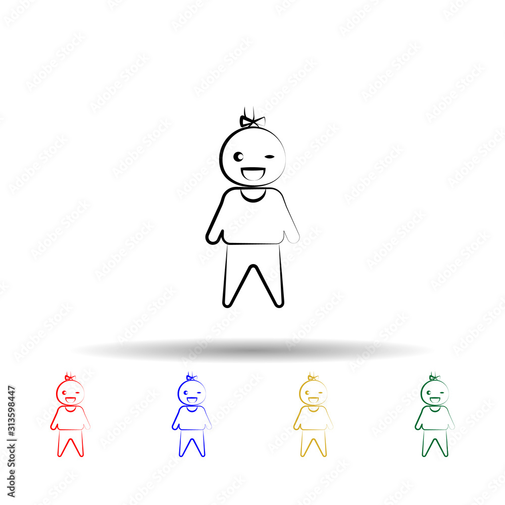 Poster girl baby small child multi color style icon. simple thin line, outline vector of maternity icons fo