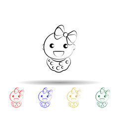 Girl baby bib multi color style icon. Simple thin line, outline vector of maternity icons for ui and ux, website or mobile application