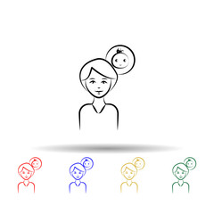 Mother think baby multi color style icon. Simple thin line, outline vector of maternity icons for ui and ux, website or mobile application