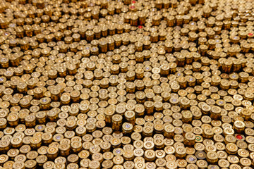 Rows of the golden shiny bullets