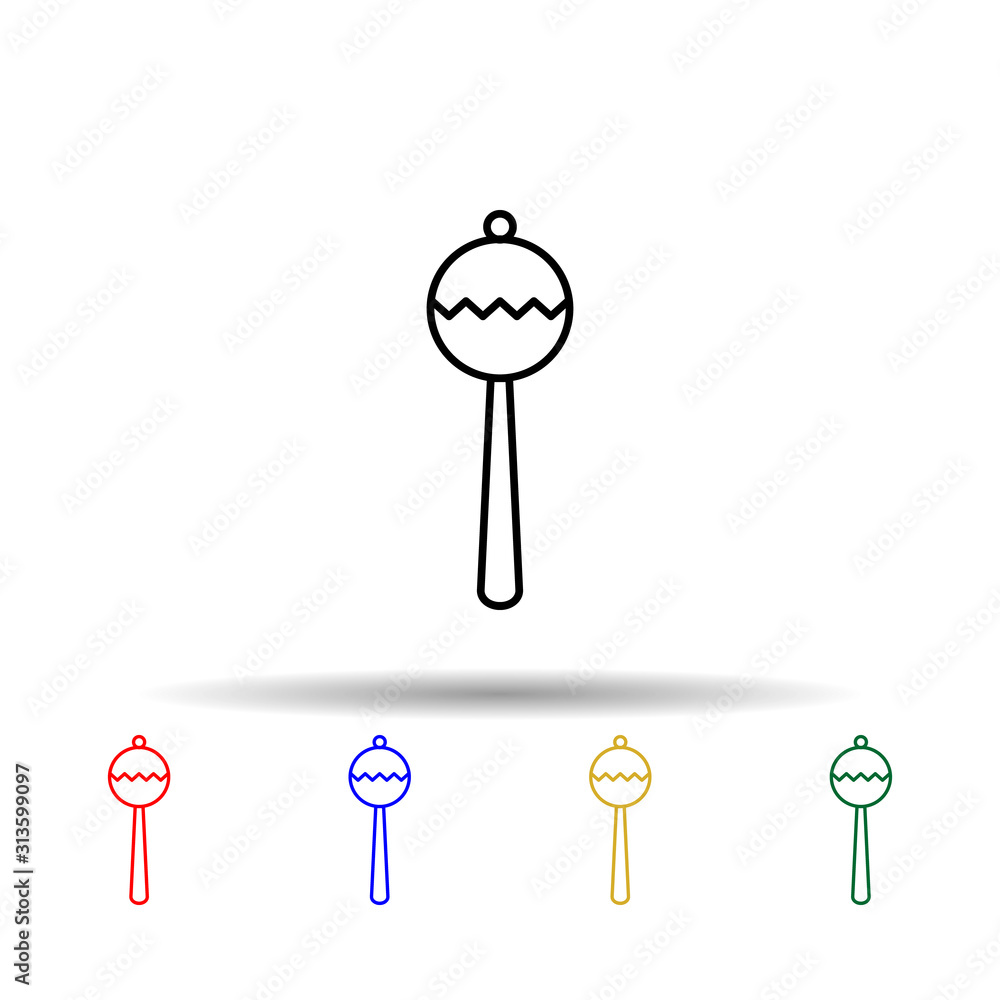 Poster rattle toy baby multi color style icon. simple thin line, outline vector of maternity icons for ui a