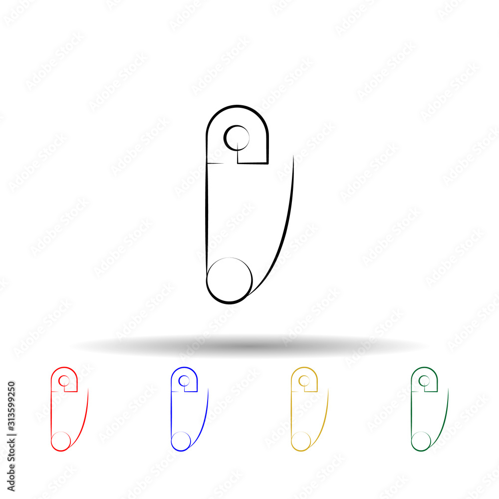 Poster diaper pin multi color style icon. simple thin line, outline vector of maternity icons for ui and ux