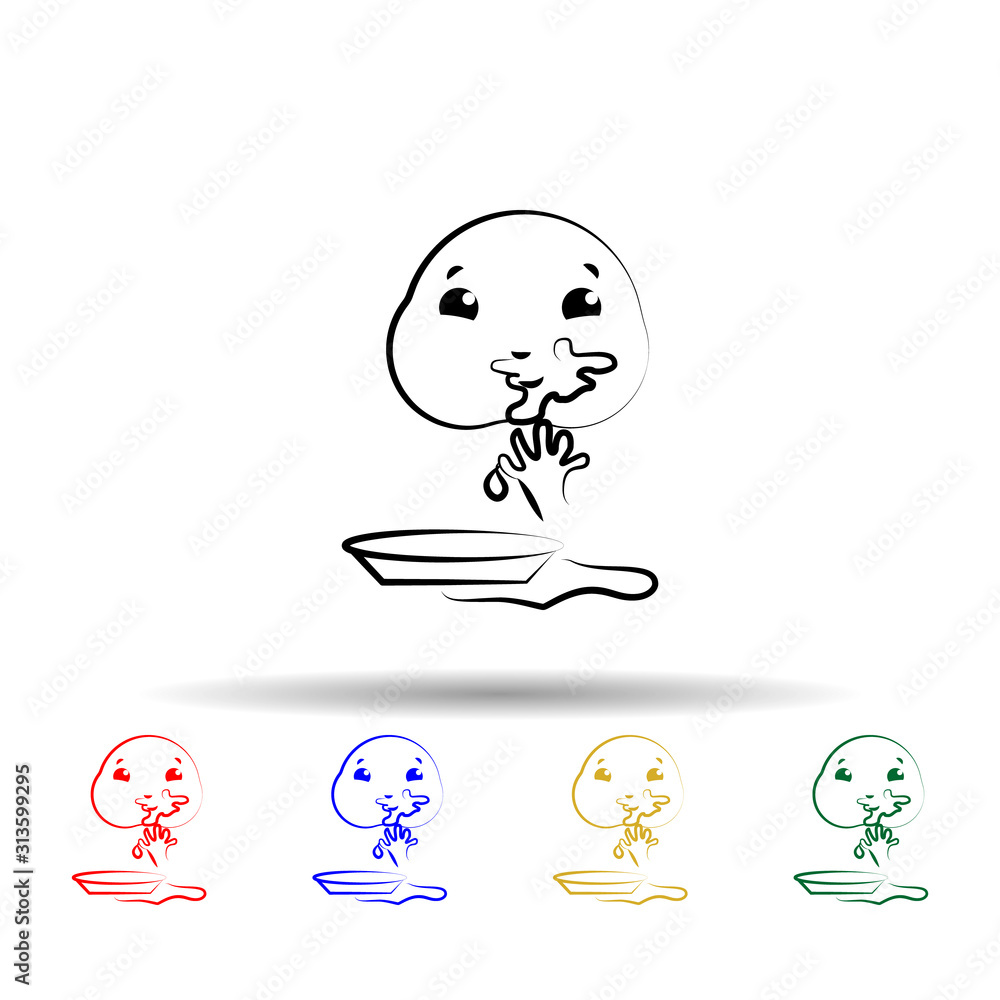 Poster baby is eating multi color style icon. simple thin line, outline vector of maternity icons for ui an