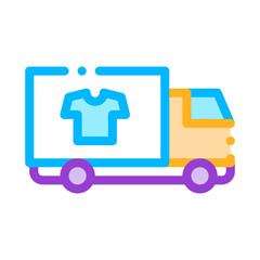 Laundry Service Delivery Vector Thin Line Icon. Truck Cargo Laundry Service, Washing Clothes Dress Linear Pictogram. Laundromat, Dry-Cleaning, Launderette, Stain Removal Illustration
