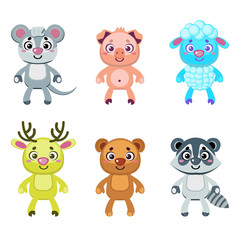 Set of funny cartoon animals