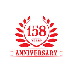 158 years logo design template. One hundred fifty eighth anniversary vector and illustration.