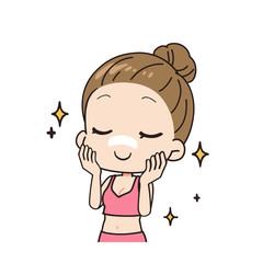 鼻パックをする女性の斜めイラスト　上半身