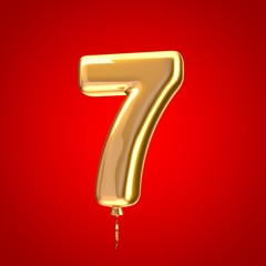 Gold balloon font number 7