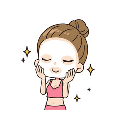 パックをする女性の斜めイラスト　上半身  