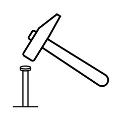 Isolated Construction Hammer Icon Line Vector Design