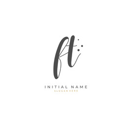Handwritten initial letter F T FT for identity and logo. Vector logo template with handwriting and signature style.