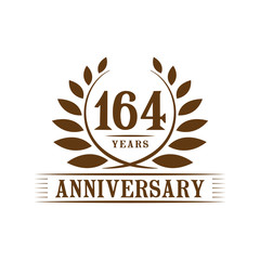 164 years logo design template. One hundred sixty fourth anniversary vector and illustration.