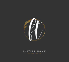 Handwritten initial letter F T FT for identity and logo. Vector logo template with handwriting and signature style.