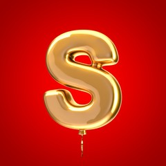 Gold balloon font letter S uppercase